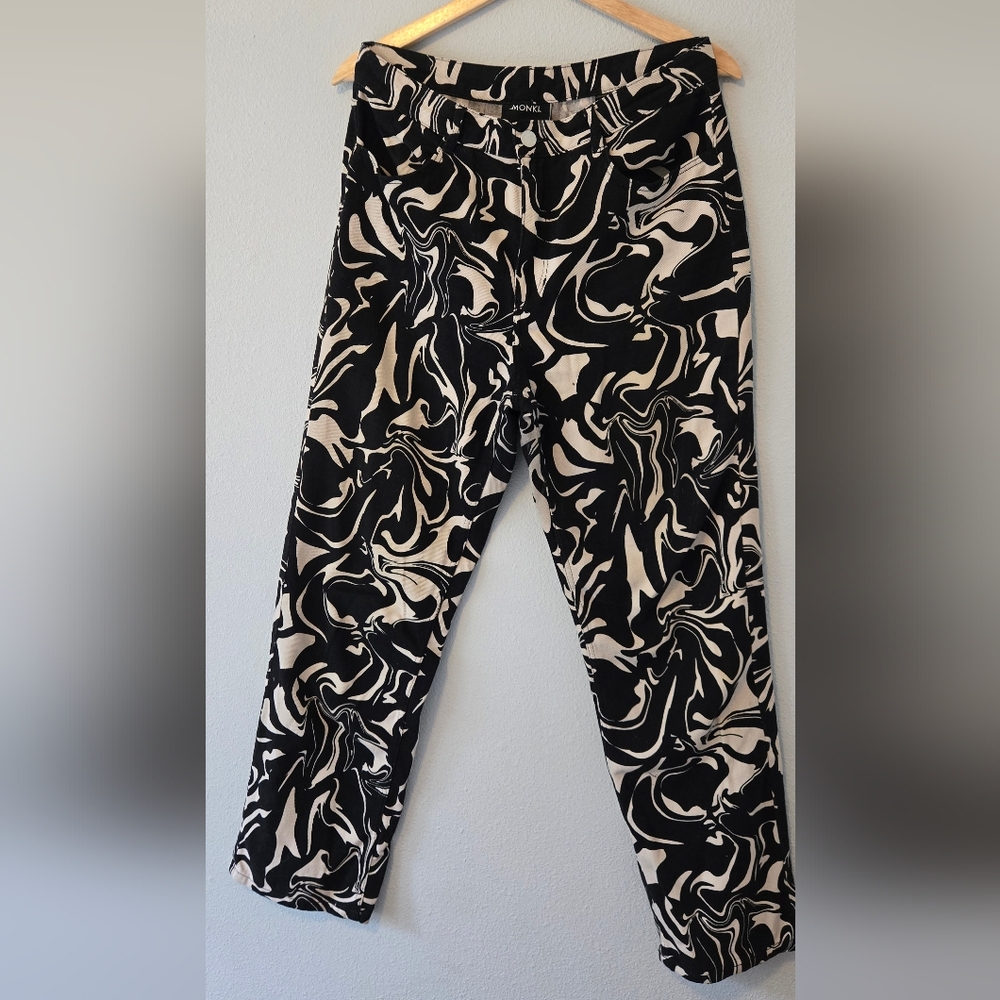 Monkl Black and Cream Patterned Pants